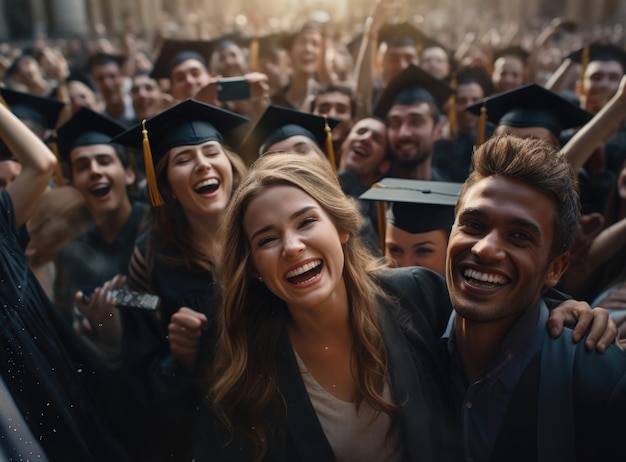 Happy students graduated from the school year and received their diplomas