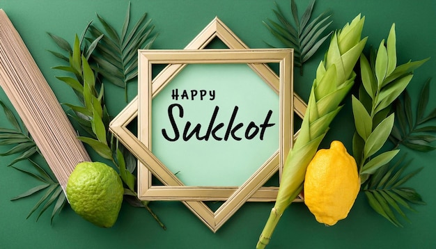 Photo happy sukkot festival poster banner jewish holiday