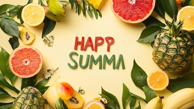 Happy Summer Frame of Juicy Fruits