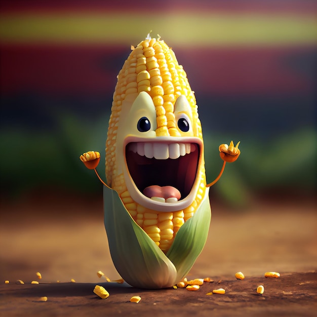 Happy sweet corn cartoon character