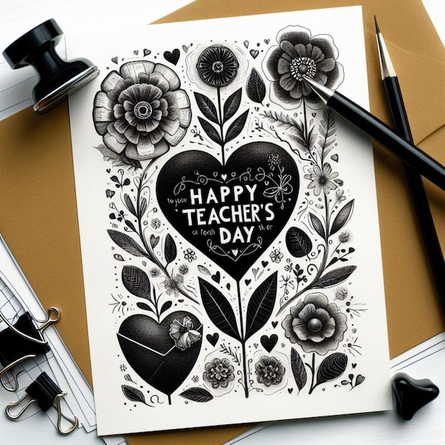 happy teacher day book black board teacher day card