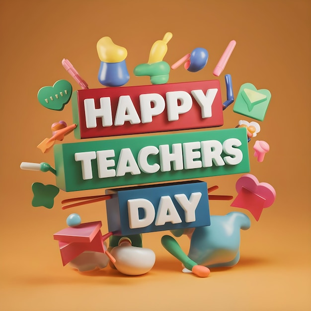 happy teachers day 3d render design