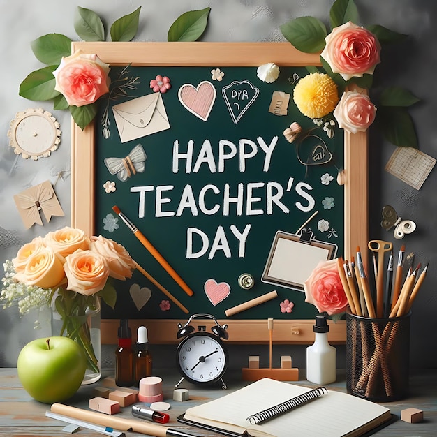 Happy teachers day background art illustration