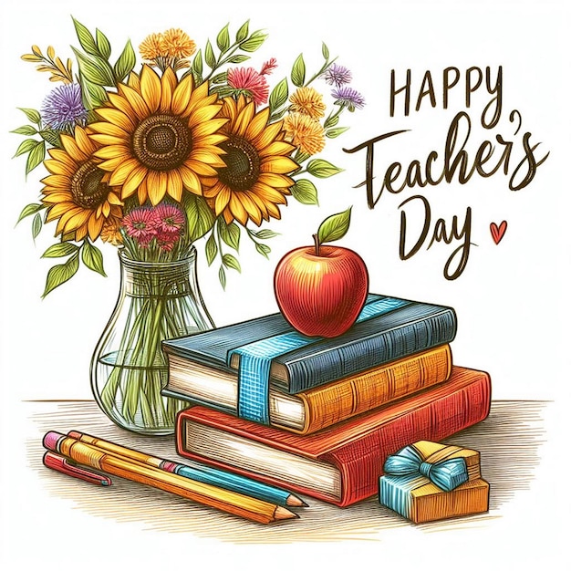 Photo happy teachers day background image and teachers day greeting card