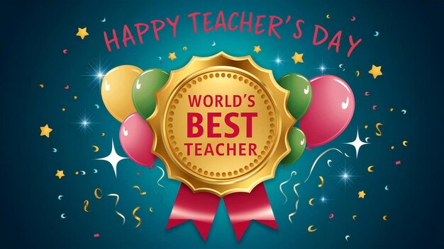 Photo happy teachers day background image with teachers day typography and teacher student photo