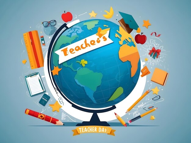 Photo happy teachers day the best teacher in the world vector concept banner for world teachers day