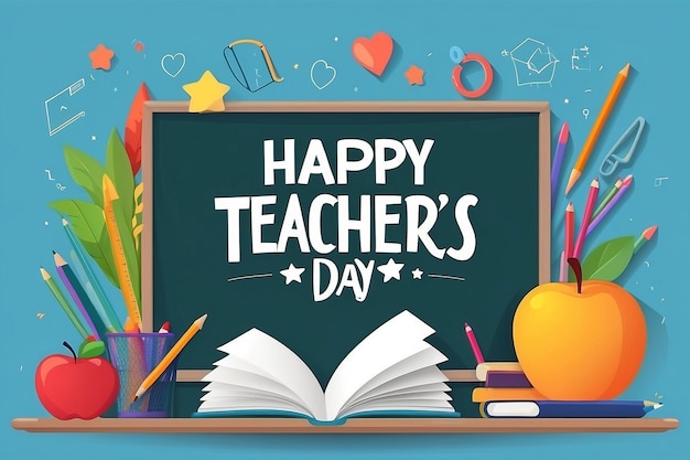 Happy teachers day card or banner vector design best teacher ever concept