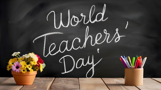 happy teachers day chalkboard Blackboard World Teachers Day Background Image Banner Poseter