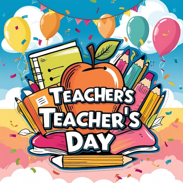 Happy Teachers day concept illustration background