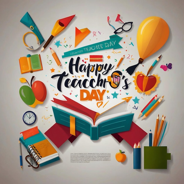 Happy Teachers day creative teachers day education design for banner poster