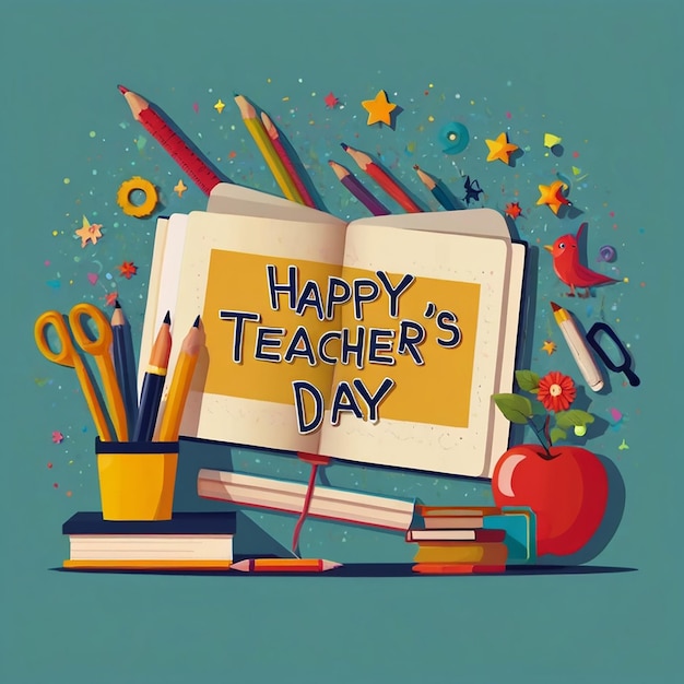 Happy Teachers day creative teachers day education design for banner poster