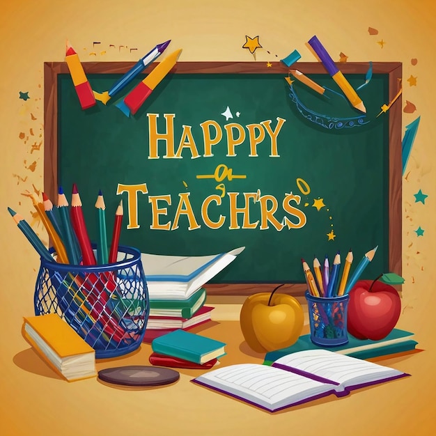 Happy Teachers day creative teachers day education design for banner poster