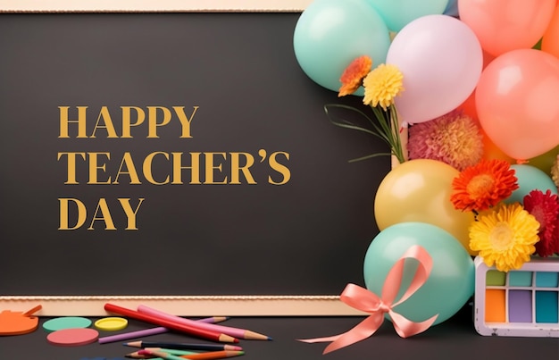 Happy Teachers day greeting card banner for social media post generative ai