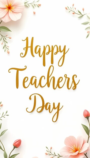 happy teachers day greeting card with a gold foil background with flowers and text happy teachers day