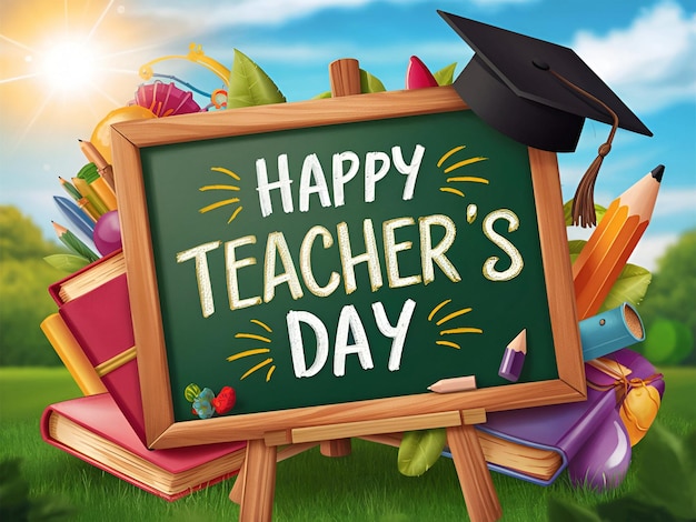 happy teachers day hand drawing social media banner design concept