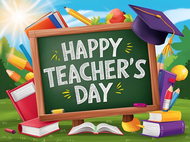 happy teachers day hand drawing social media banner design concept