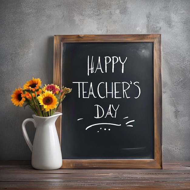 Photo happy teachers day hand sketched lettering decorated by brush hand drawn heart teachers day typography concept as template for cards posters social media post