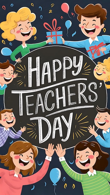 Happy Teachers day Illustrationtypography