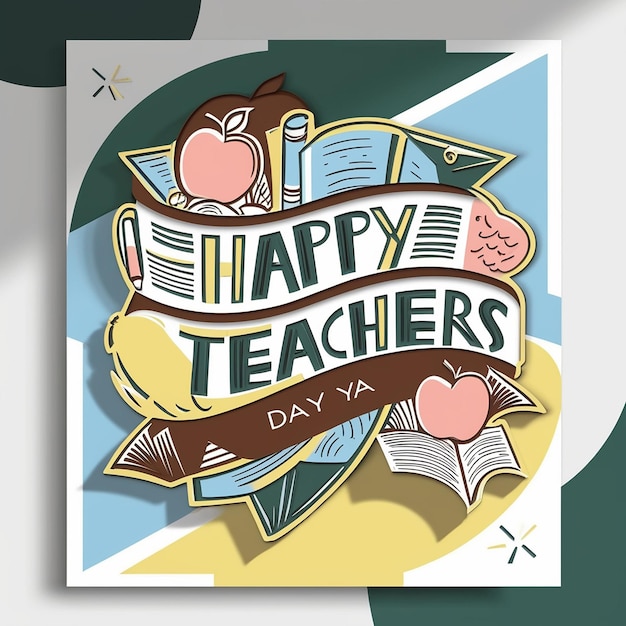 Photo happy teachers day paper cut design illustration for background poster banner advertising greeting card