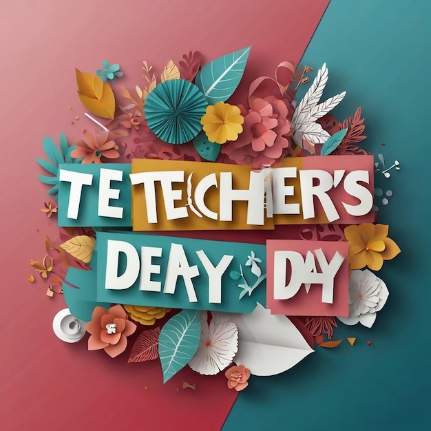 Photo happy teachers day paper cut design illustration for background poster banner advertising greeting card