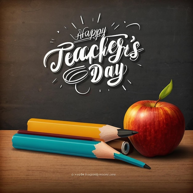 Happy Teachers Day post with pencil sharpener Teachers day background