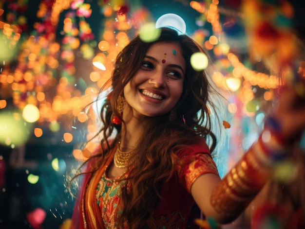 Happy Teej festival indian colorful woman