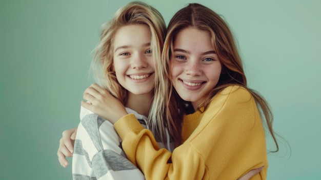 Happy Teenage Girls Embracing