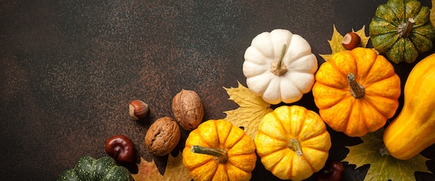 Happy Thanksgiving background with decorative pumpkins