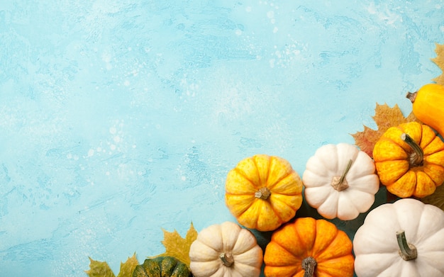 Happy Thanksgiving background with decorative pumpkins