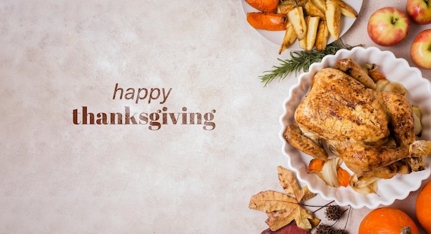 Happy thanksgiving banner with turkey