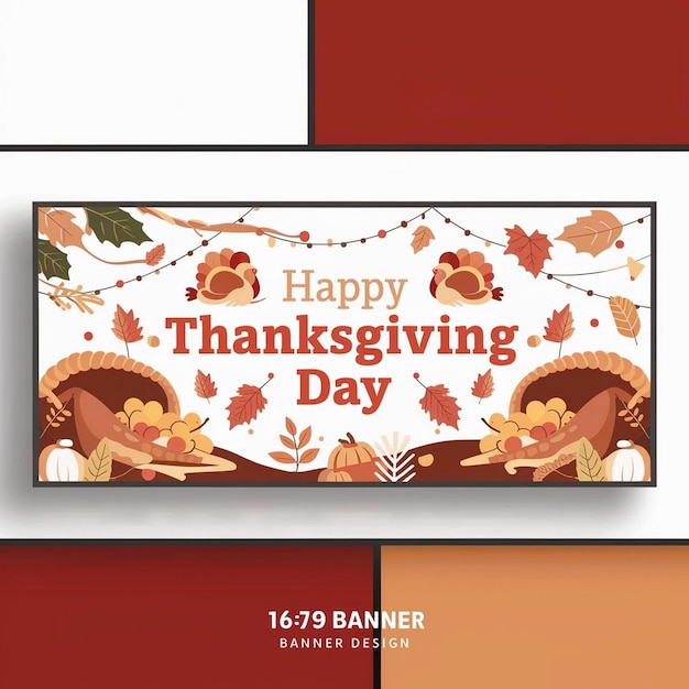 Photo happy thanksgiving day banner design