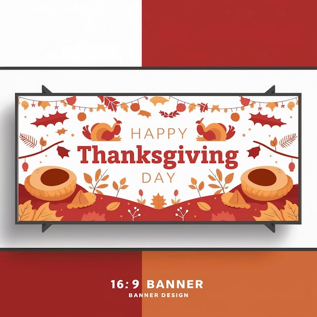 Photo happy thanksgiving day banner design