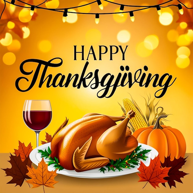 Happy thanksgiving day social media post design template