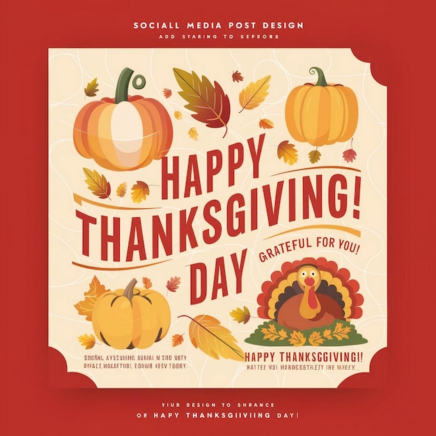 Photo happy thanksgiving day social media post design