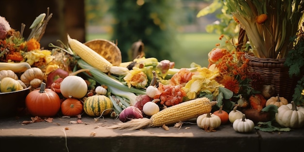 Happy Thanksgiving day traditional backdrop Pumpkin background Celebrating autumn holidays