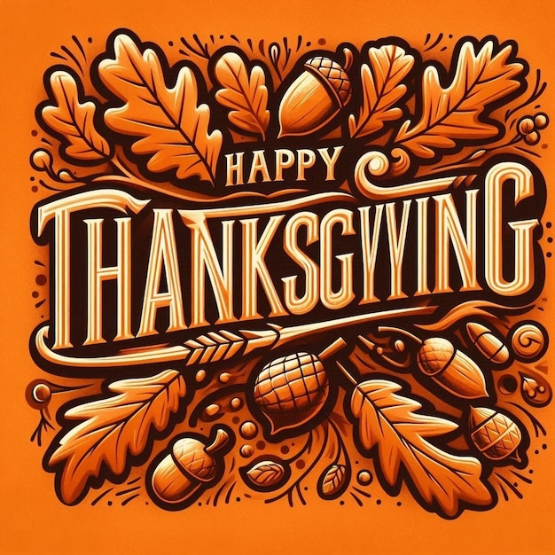 Happy Thanksgiving lettering background card Vector