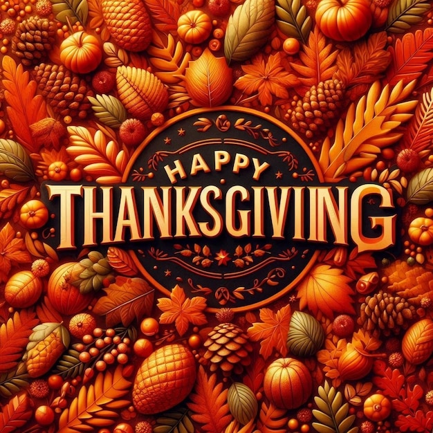 Happy Thanksgiving lettering background card Vector