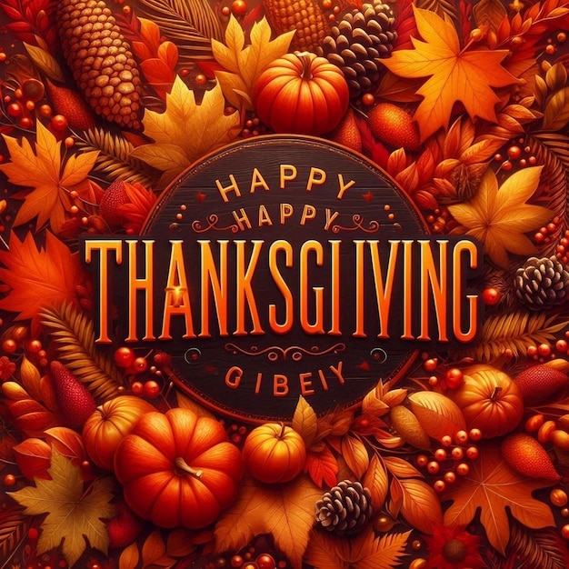 Happy Thanksgiving lettering background card Vector