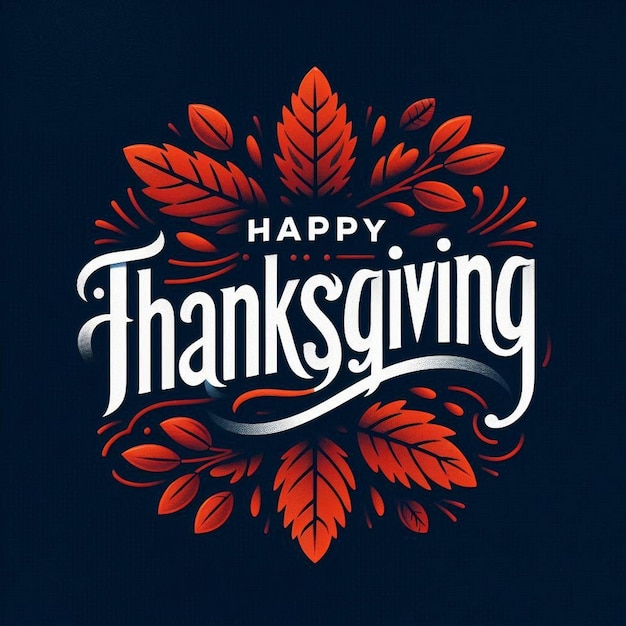 Happy Thanksgiving lettering background with leafs Vector