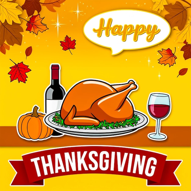 Happy thanksgiving social media post banner