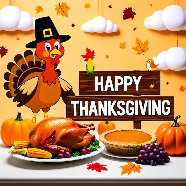 Happy thanksgiving social media post banner