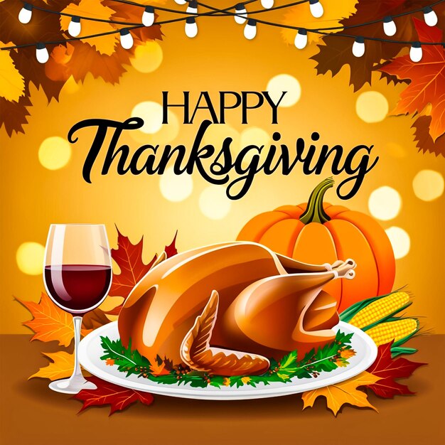 Happy thanksgiving social media post banner