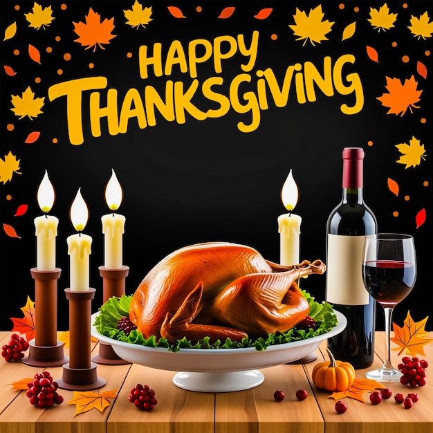 Happy thanksgiving social media post banner