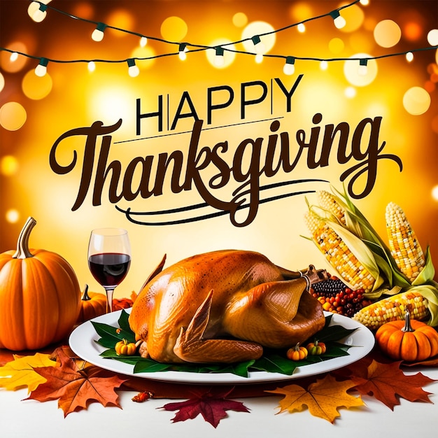 Happy thanksgiving social media post banner