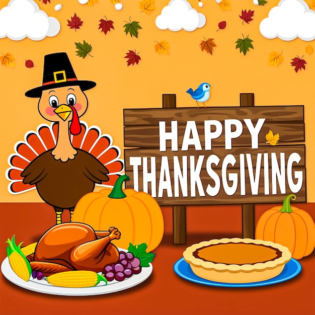 Happy thanksgiving social media post banner