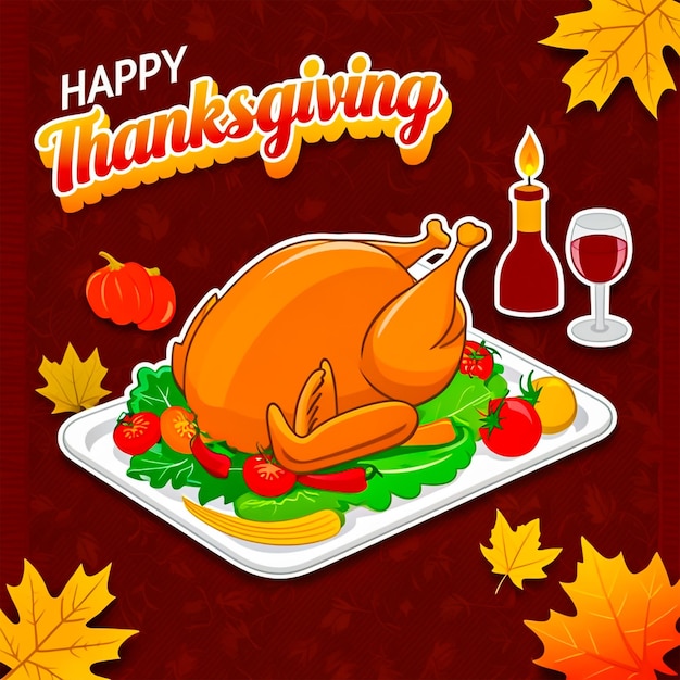 Happy thanksgiving social media post banner