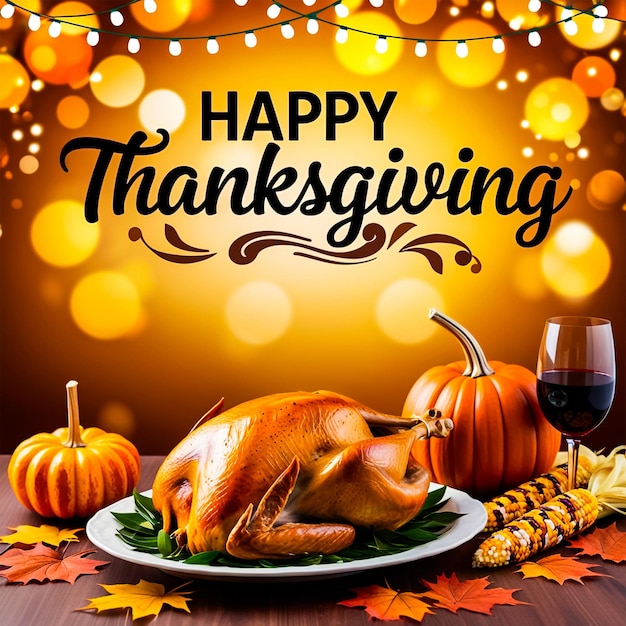 Happy thanksgiving social media post banner