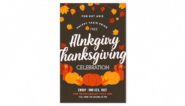 Photo happy thanksgiving with colorful autumn leaves vector card