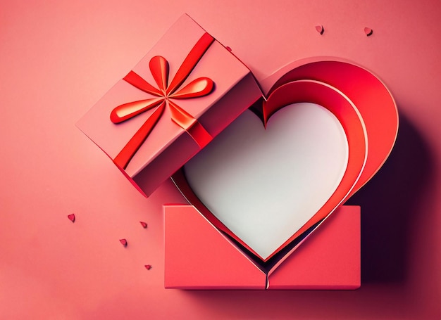 happy Valentin39s day background with opened gift box