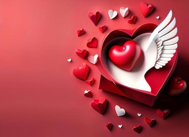 happy Valentin39s day background with opened gift box